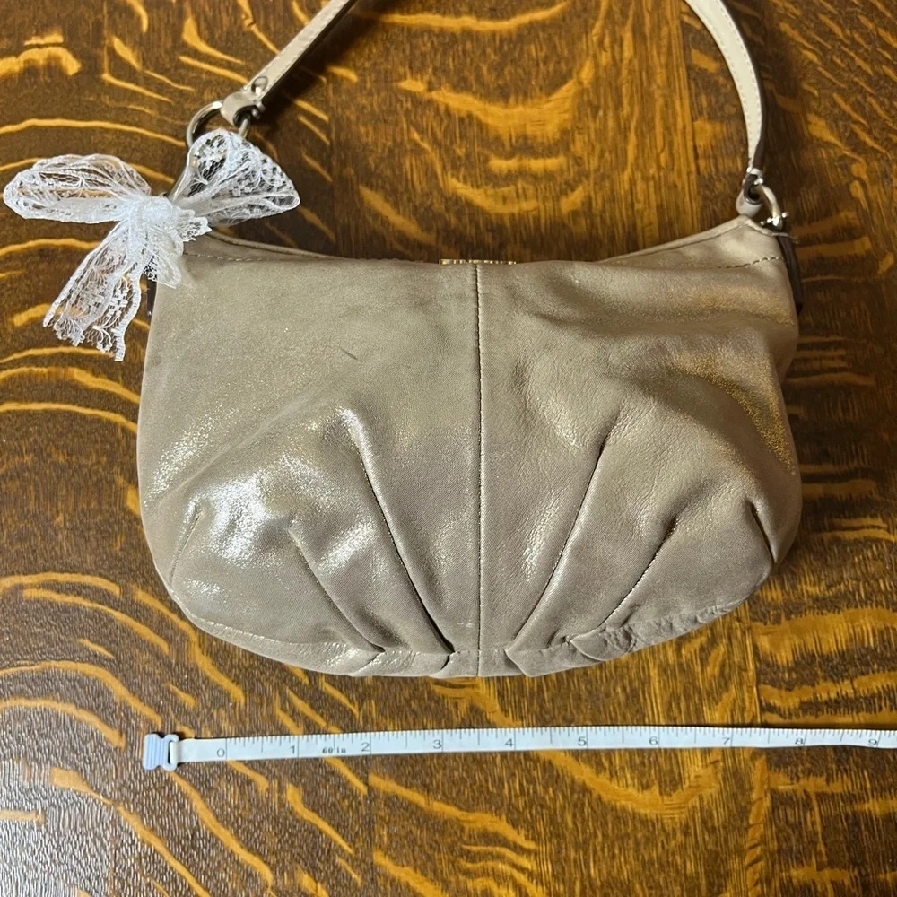 Coach Shimmer Finish Tan Leather Mini Shoulder Bag - Picture 10 of 11